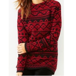 J Jill Black and Red Nordic Jacquard Mock Neck Sweater Small NWT